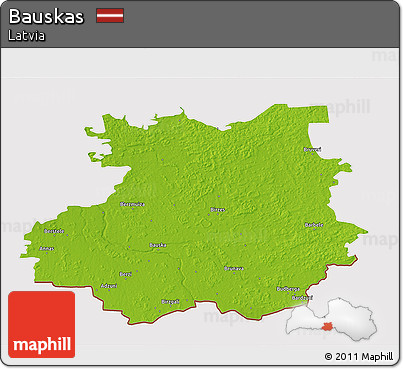 Physical 3D Map of Bauskas, cropped outside