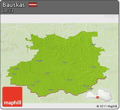 Physical 3D Map of Bauskas, lighten