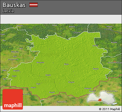 Physical 3D Map of Bauskas, satellite outside