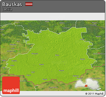 Physical 3D Map of Bauskas, satellite outside