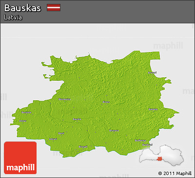 Physical 3D Map of Bauskas, single color outside