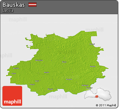 Physical 3D Map of Bauskas, single color outside