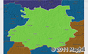 Political 3D Map of Bauskas, darken