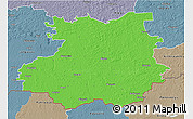 Political 3D Map of Bauskas, semi-desaturated