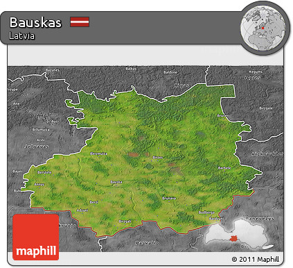 Satellite 3D Map of Bauskas, desaturated