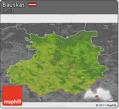 Satellite 3D Map of Bauskas, desaturated