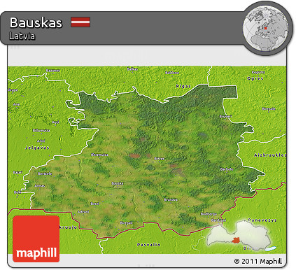 Satellite 3D Map of Bauskas, physical outside