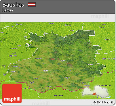 Satellite 3D Map of Bauskas, physical outside