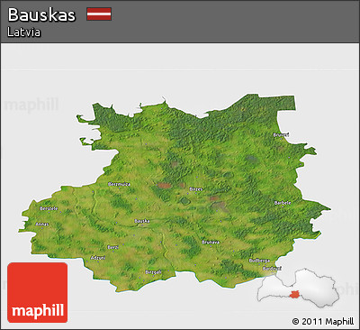 Satellite 3D Map of Bauskas, single color outside