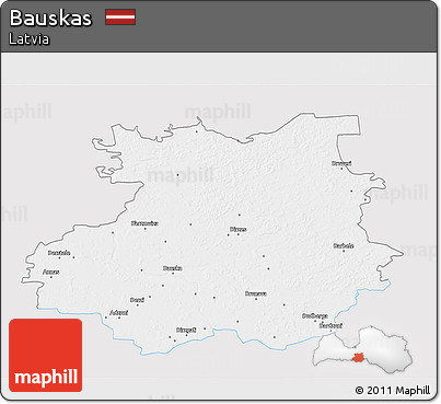 Silver Style 3D Map of Bauskas, single color outside