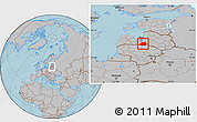 Gray Location Map of Bauskas, hill shading