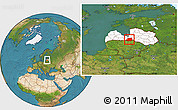 Satellite Location Map of Bauskas, highlighted country