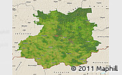 Satellite Map of Bauskas, shaded relief outside