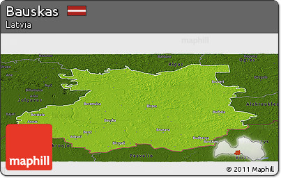 Physical Panoramic Map of Bauskas, darken