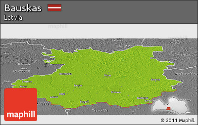 Physical Panoramic Map of Bauskas, desaturated