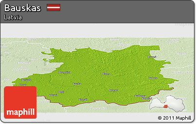 Physical Panoramic Map of Bauskas, lighten