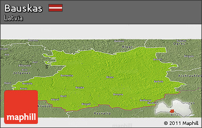 Physical Panoramic Map of Bauskas, semi-desaturated