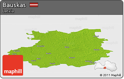 Physical Panoramic Map of Bauskas, single color outside