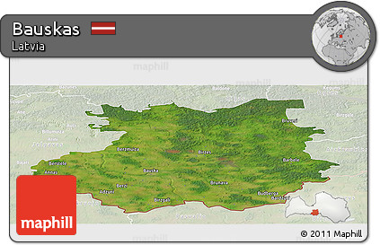 Satellite Panoramic Map of Bauskas, lighten