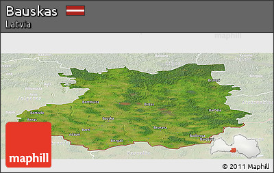 Satellite Panoramic Map of Bauskas, lighten