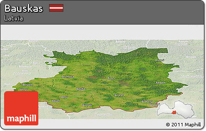 Satellite Panoramic Map of Bauskas, lighten
