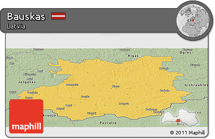 Savanna Style Panoramic Map of Bauskas