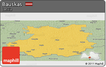Savanna Style Panoramic Map of Bauskas