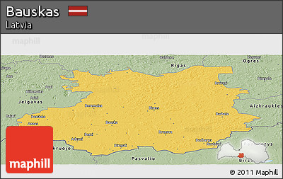 Savanna Style Panoramic Map of Bauskas