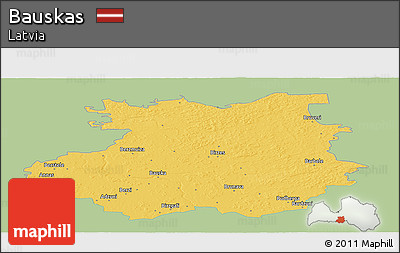 Savanna Style Panoramic Map of Bauskas, single color outside