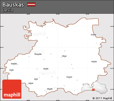 Classic Style Simple Map of Bauskas, cropped outside