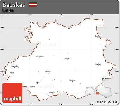 Classic Style Simple Map of Bauskas, cropped outside