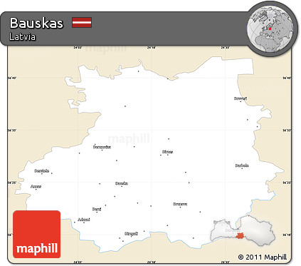 Classic Style Simple Map of Bauskas, single color outside