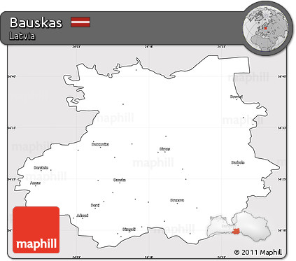 Silver Style Simple Map of Bauskas, cropped outside