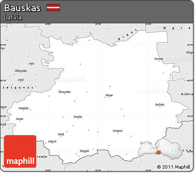 Silver Style Simple Map of Bauskas