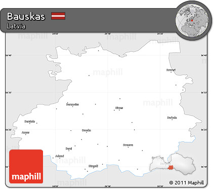 Silver Style Simple Map of Bauskas, single color outside