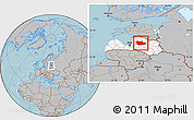 Gray Location Map of Cesu, highlighted country, hill shading