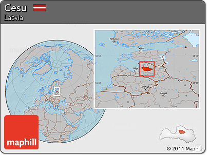 Gray Location Map of Cesu, hill shading