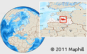 Shaded Relief Location Map of Cesu, highlighted country