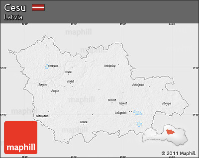Silver Style Map of Cesu, single color outside