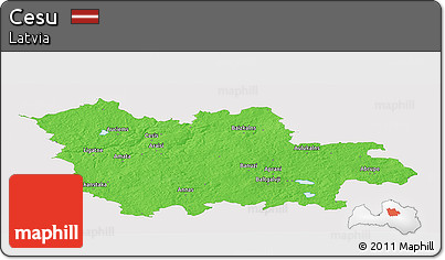 Political Panoramic Map of Cesu, single color outside