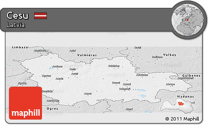 Silver Style Panoramic Map of Cesu