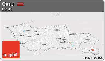 Silver Style Panoramic Map of Cesu, single color outside