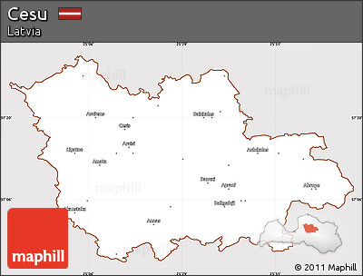 Classic Style Simple Map of Cesu, cropped outside