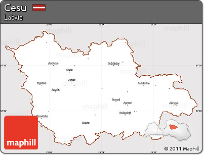 Classic Style Simple Map of Cesu, cropped outside