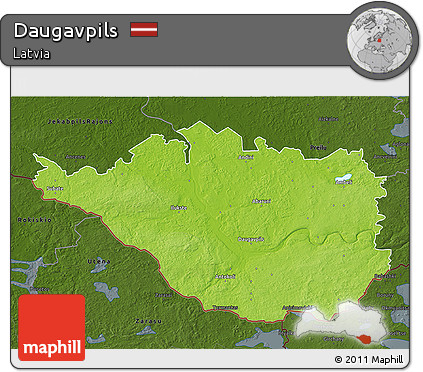 Physical 3D Map of Daugavpils, darken