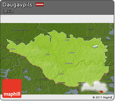Physical 3D Map of Daugavpils, darken