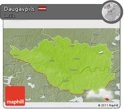Physical 3D Map of Daugavpils, semi-desaturated