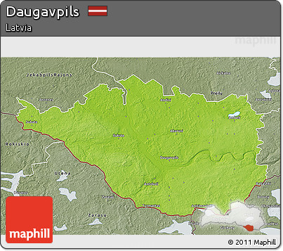 Physical 3D Map of Daugavpils, semi-desaturated