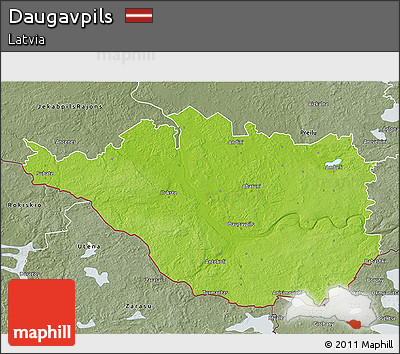Physical 3D Map of Daugavpils, semi-desaturated