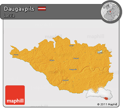 Political 3D Map of Daugavpils, single color outside
